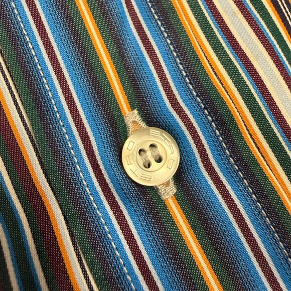 ETRO Dress Shirt Multicolor Stripe Made in Italy Cotton Long Sleeve 46 18 XXL - Picture 4 of 8